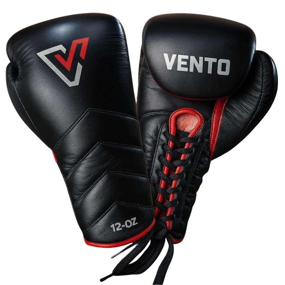 Vento Reaper Bağcıklı Hakiki Deri Boks ve Kick Boks Eldiveni Siyah