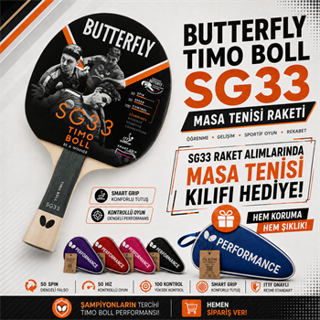 Butterfly 85017S Boll Smart Grip SG33 ITTF Onaylı Masa Tenisi Raketi