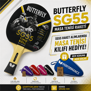 Butterfly 85022S Boll Smart Grip SG55 ITTF Onaylı Masa Tenisi Raketi