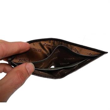 Zenga Orjinal Deri Erkek Cüzdanı İnce 708-52 Siyah Taba Garni