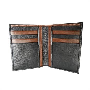 Zenga Orjinal Deri Erkek Cüzdanı İnce 708-52 Siyah Taba Garni