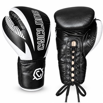 Cyclone Clash Orijinal Deri Boks ve Kick Boks Eldiveni Siyah