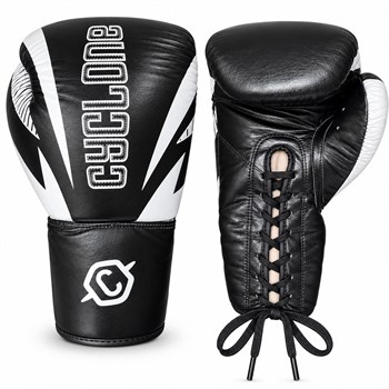 Cyclone Clash Orijinal Deri Boks ve Kick Boks Eldiveni Siyah
