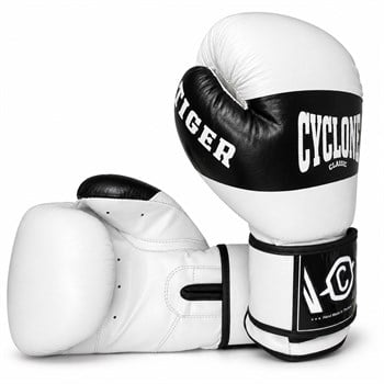 Cyclone Tiger Orijinal Deri Boks ve Kick Boks Eldiveni Beyaz
