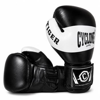 Cyclone Tiger Orijinal Deri Boks ve Kick Boks Eldiveni Siyah