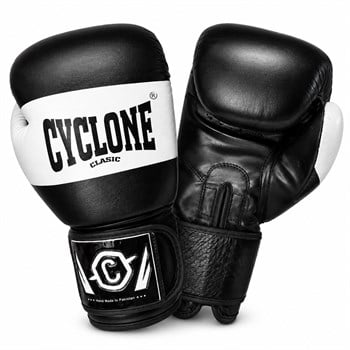 Cyclone Tiger Orijinal Deri Boks ve Kick Boks Eldiveni Siyah