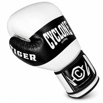 Cyclone Tiger Orijinal Deri Boks ve Kick Boks Eldiveni Beyaz