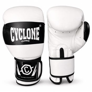 Cyclone Tiger Orijinal Deri Boks ve Kick Boks Eldiveni Beyaz
