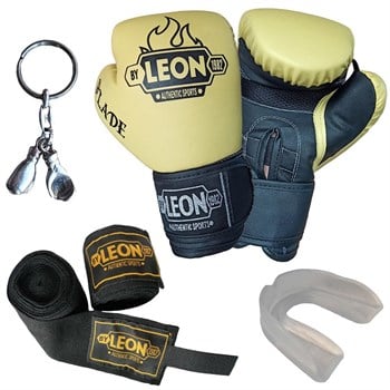 Leon Blade Training Boks Eldiveni, Bandaj Dişlik Anahtarlık Seti Sarı