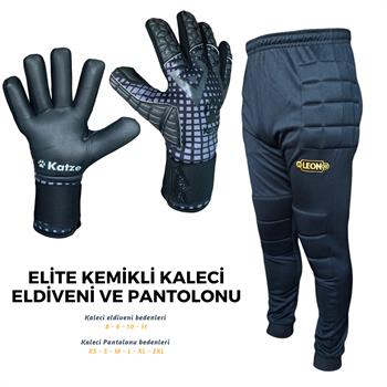 Elit Kemikli Kaleci Eldiveni ve Kaleci Pantolonu Siyah
