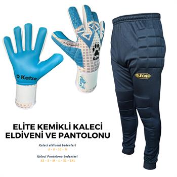 Elit Kemikli Kaleci Eldiveni ve Kaleci Pantolonu Mavi