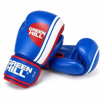 Green Hill Knock Out Carbon Deri Boks ve Kick-Boks Eldiveni Mavi