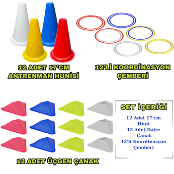 Kodispa 12li 17cm Hunili Üçgen Çanaklı Antrenman Seti