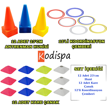 Kodispa 12li 23cm Hunili Kare Çanaklı Antrenman Seti