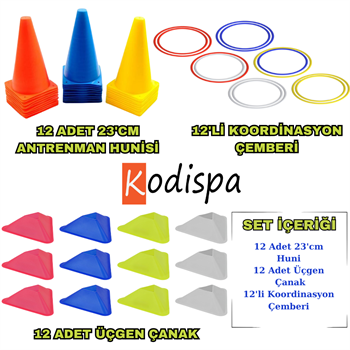 Kodispa 12li 23cm Hunili Üçgen Çanaklı Antrenman Seti