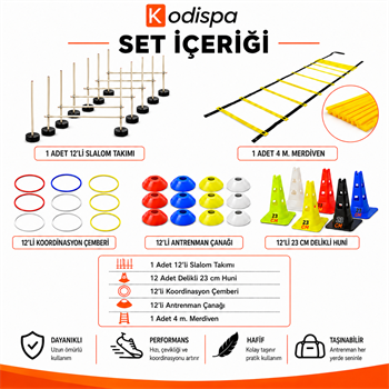 Kodispa Slalomlu 23cm Delikli Hunili Full Antrenman Seti