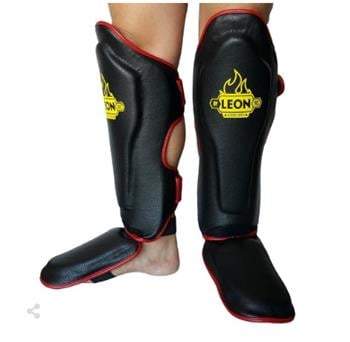Leon Solid Muay Thai ve Kick Boks Ayak ve Kaval Koruyucu Siyah-Kırmızı