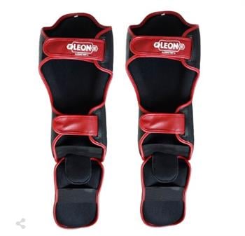 Leon Solid Muay Thai ve Kick Boks Ayak ve Kaval Koruyucu Siyah-Kırmızı