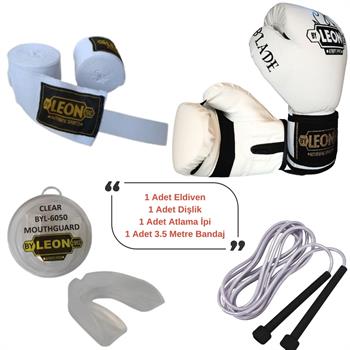Leon Blade Training Boks Eldiveni, Bandaj Dişlik Atlama İpi Seti Beyaz