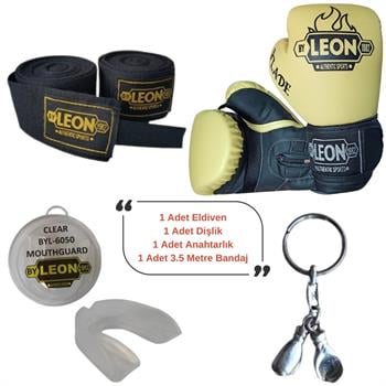 Leon Blade Training Boks Eldiveni, Bandaj Dişlik Anahtarlık Seti Sarı