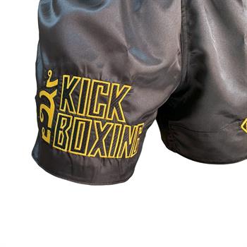 Leon Kick Boxing Nakışlı Kick Boks Şortu Siyah