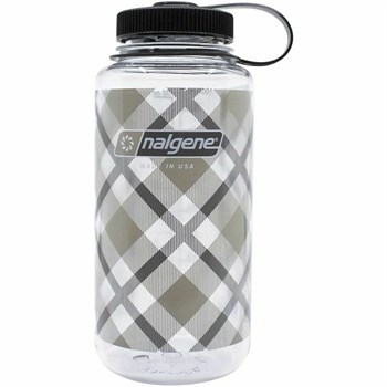 Nalgene 32 Oz Wide Mouth Suluk Matara 1 Litre Kare Desenli Gri