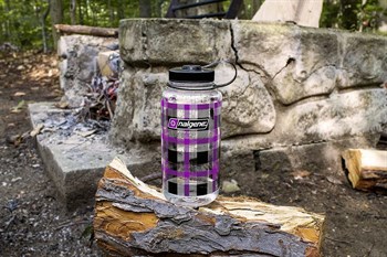 Nalgene 32 Oz Wide Mouth Suluk Matara 1 Litre Kare Desenli Mor