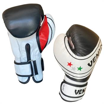 Vento Fury Hakiki Deri Boks ve Kick Boks Eldiveni Siyah Beyaz