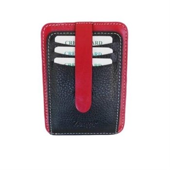 Zenga Orjinal Deri Cüzdanlı Kredi Kartlık 031-51 Siyah Kırmızı