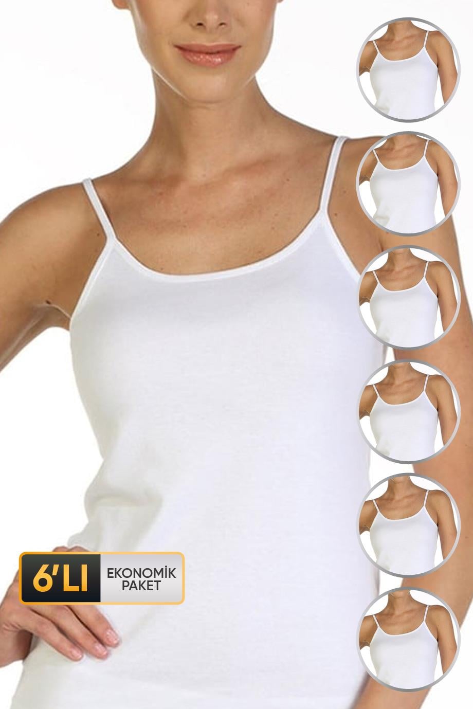 ÇK 0723 KADIN İP ASKILI RİBANA ATLET 6'LI