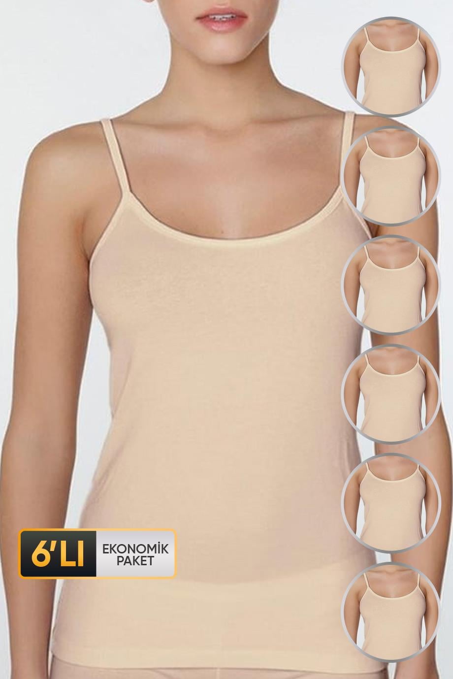 ÇK 0746 KADIN ELASTANLI İP ASKILI ATLET 6'LI