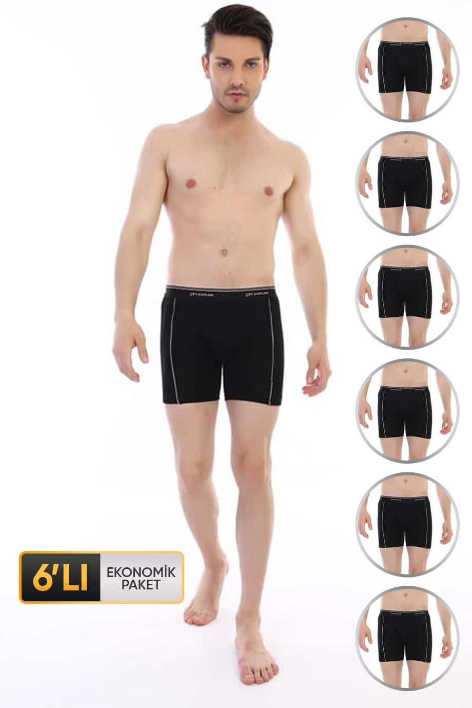 ÇK 0855 ERKEK ELESTANLI BİYELİ UZUN BOXER 6'LI