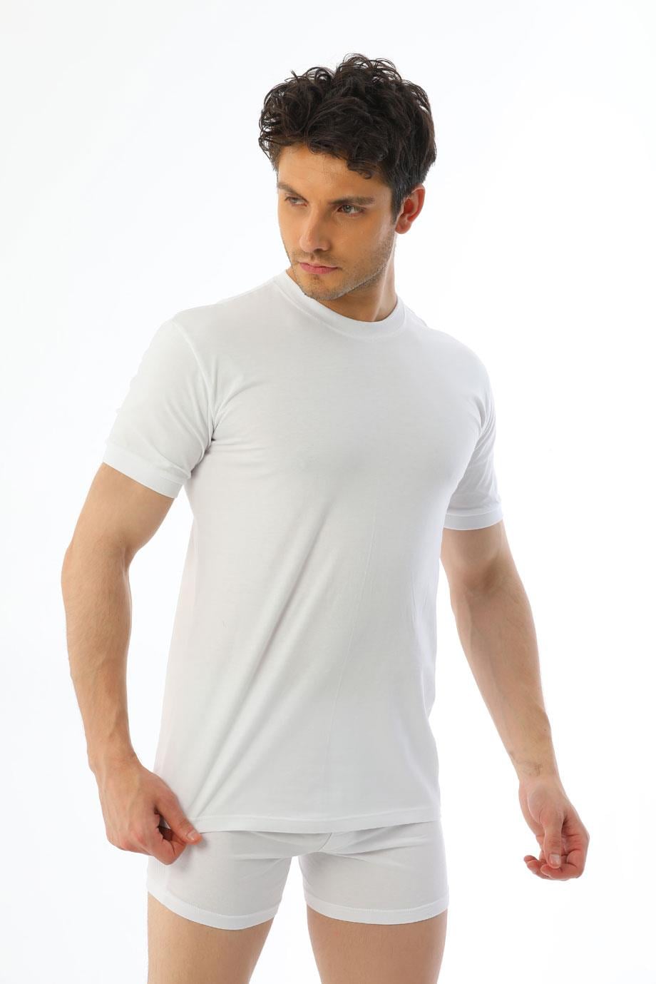 Erkek Amerikan Yaka Beyaz T-shirt 940