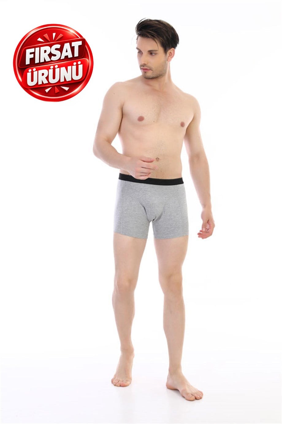 Erkek Elastanlı Gri Boxer 889
