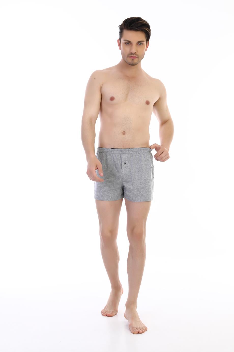 Erkek Penye Gri Boxer 805
