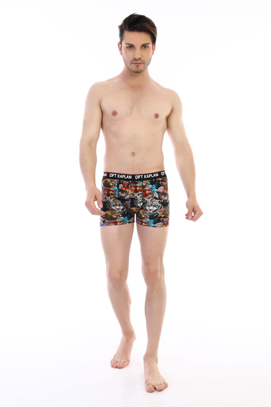 Erkek Renkli Aslan Desenli Dijital Boxer 796