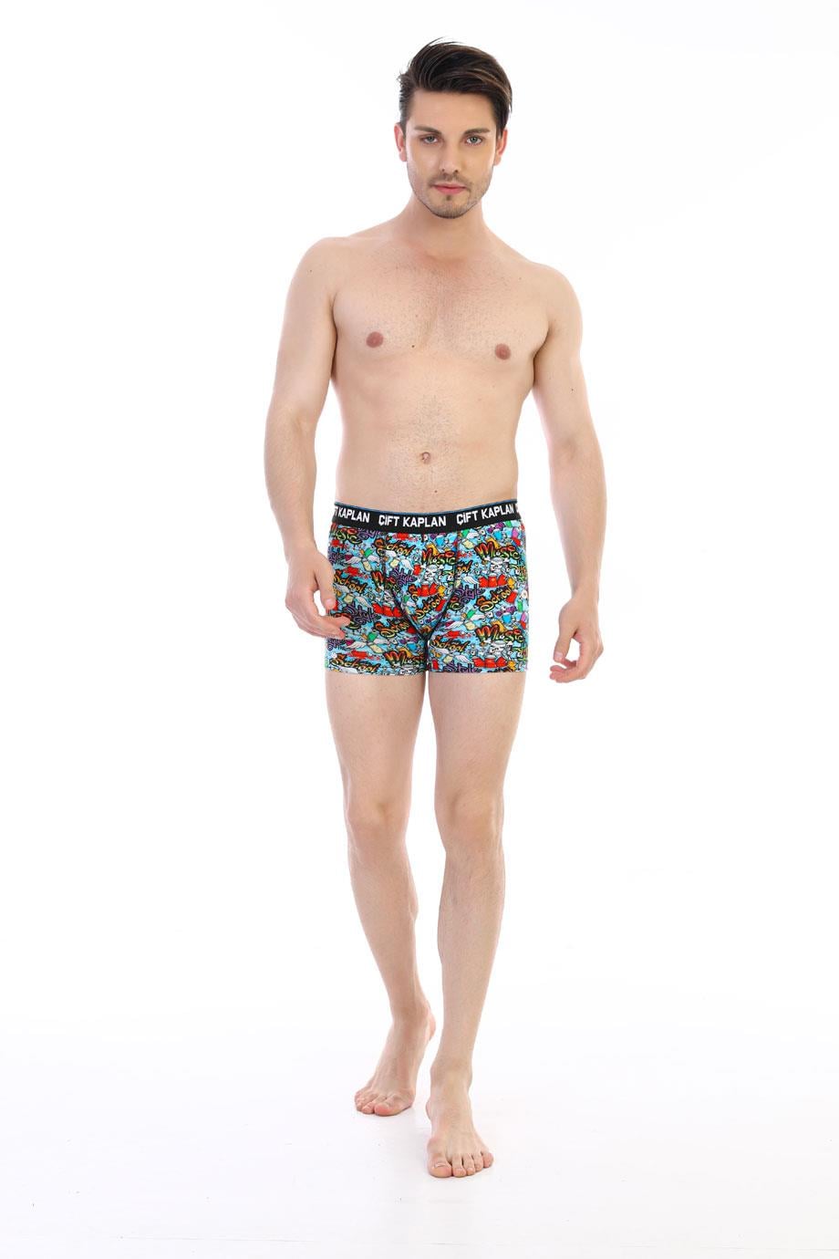 Erkek Renkli Figür Desenli Dijital Boxer 796