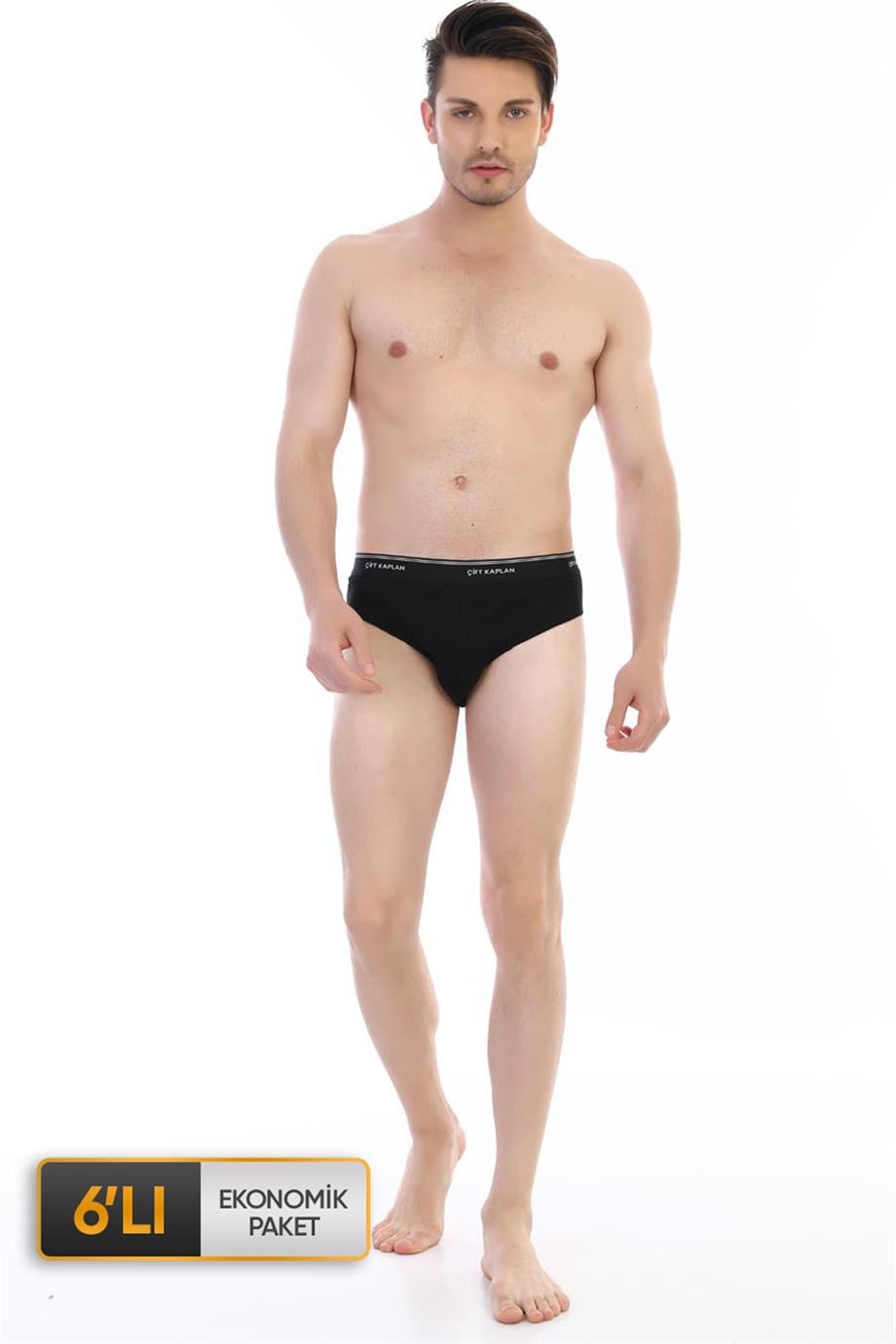 Erkek Ribana Klasik Siyah Slip 0870 6'lı Ekonomik Paket