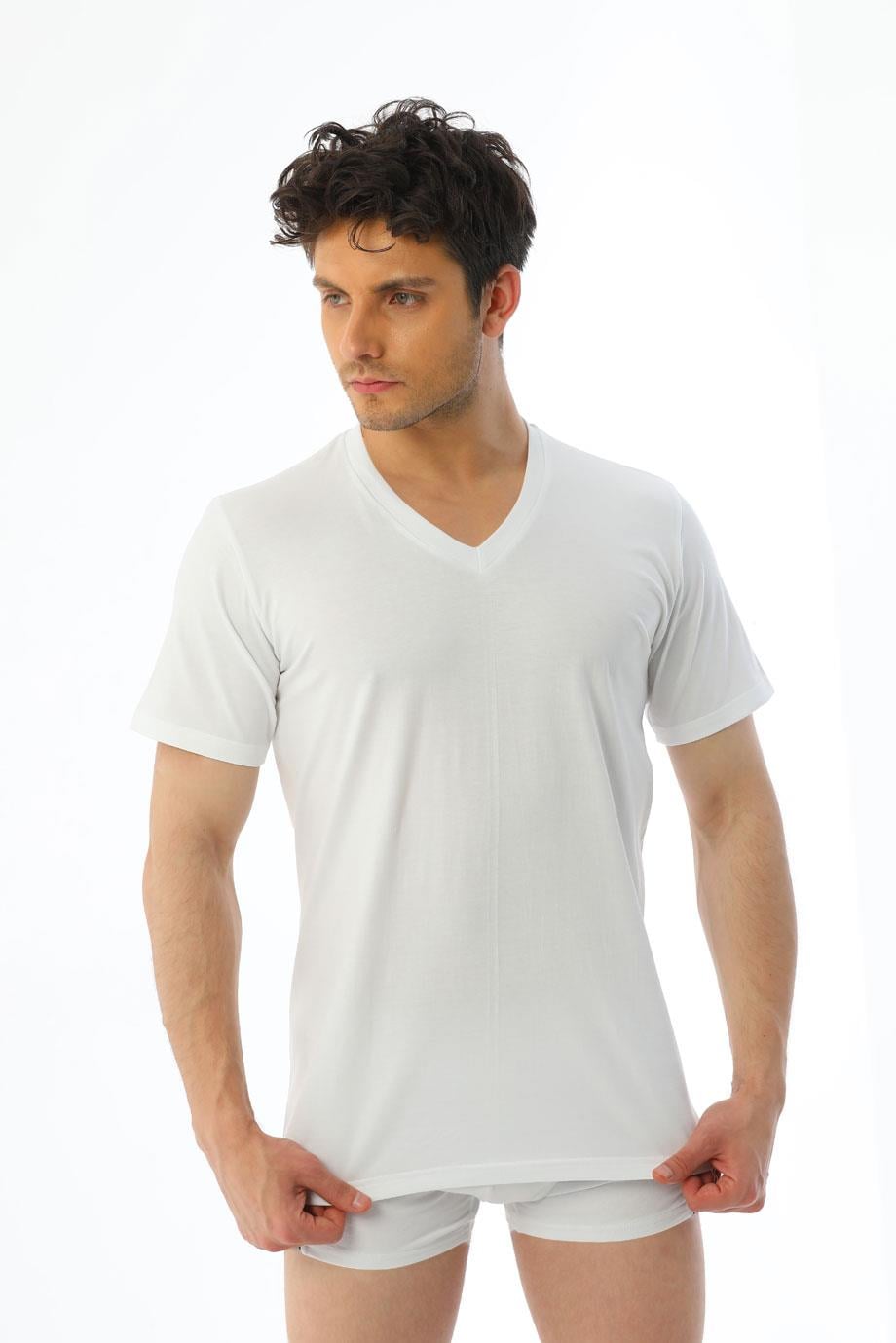 Erkek Süprem V Yaka Beyaz T-shirt 945