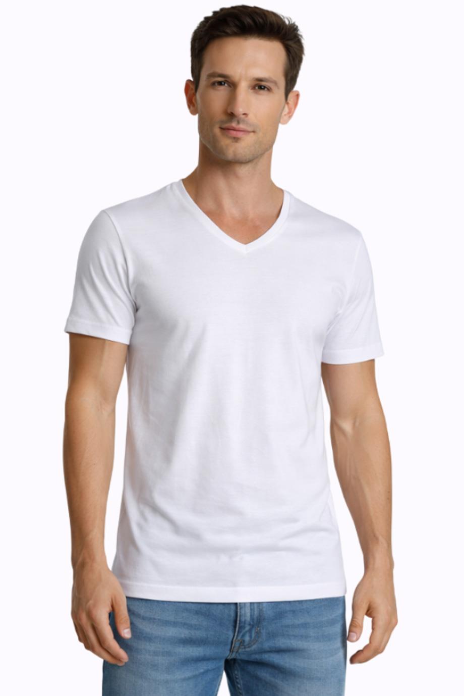 Erkek Süprem V Yaka Beyaz T-shirt 952