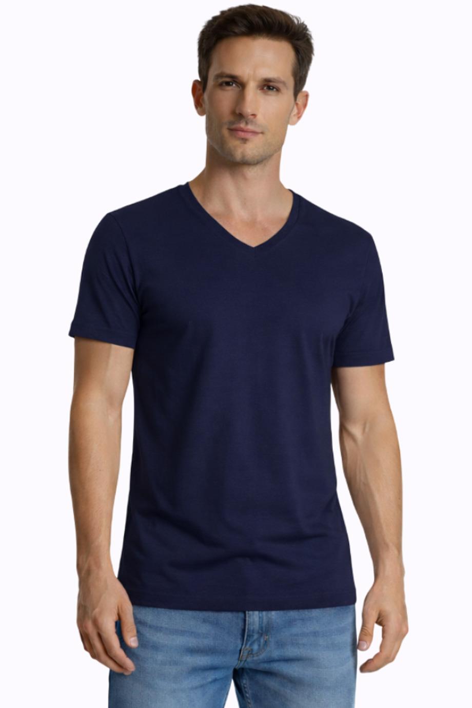 Erkek Süprem V Yaka Lacivert T-shirt 952