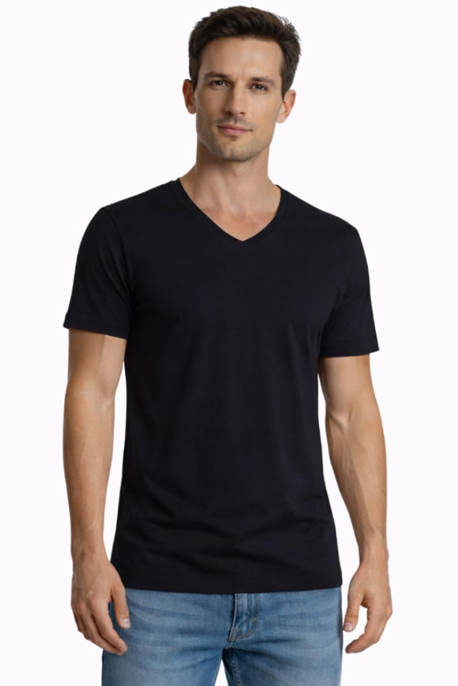 Erkek Süprem V Yaka Siyah T-shirt 952