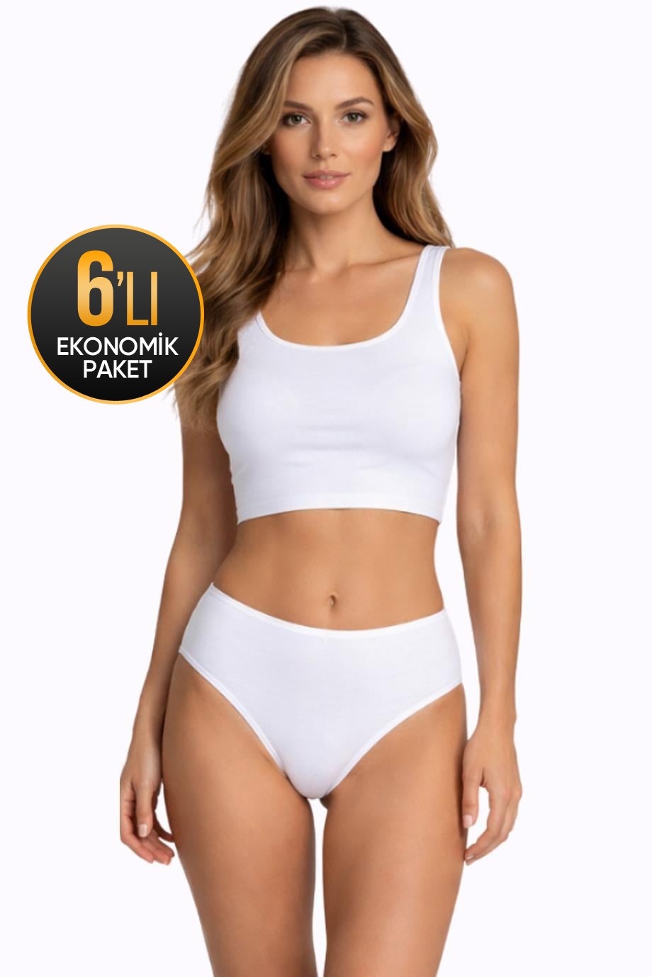Kadın Elastanlı Pamuk Beyaz Külot 610 6'lı Ekonomik Paket