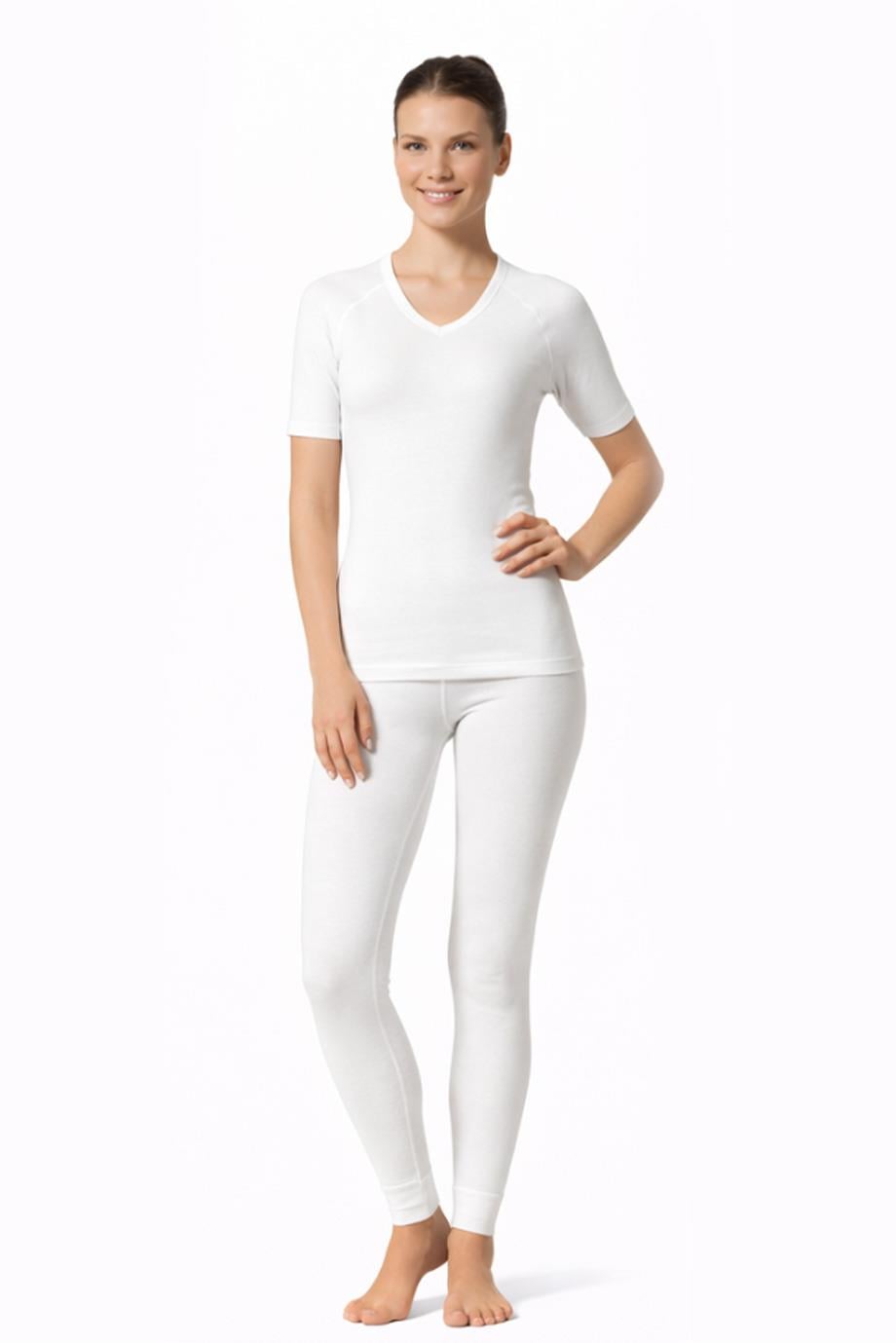 Kadın V Yaka Kısa Kol Beyaz Fanila 1013