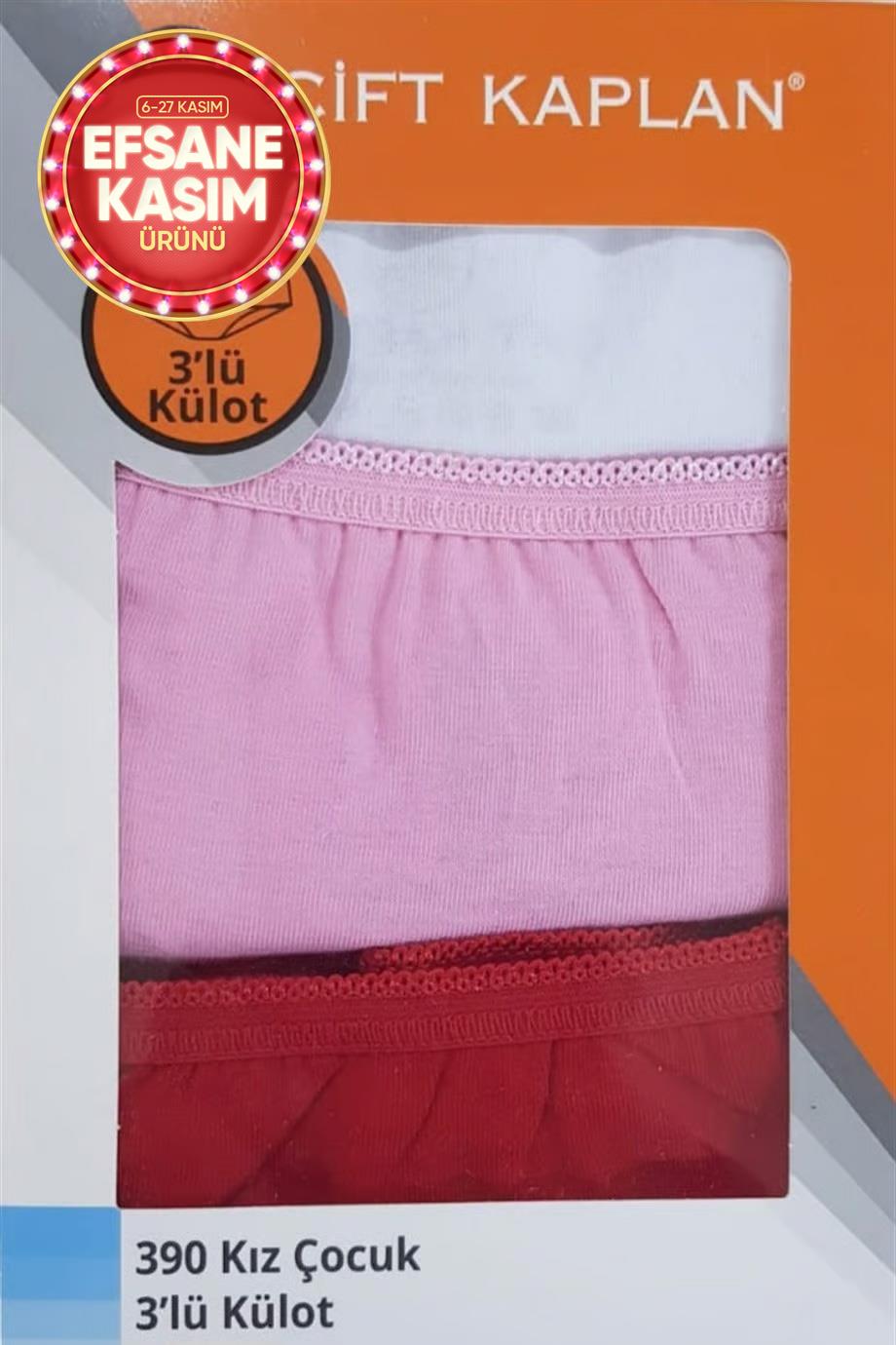 Kız Çocuk 3'lü Pembe Külot 390