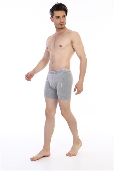 Erkek Elastanlı Biyeli Gri Melanj Uzun Boxer 855