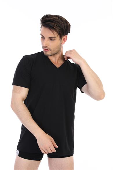 Erkek Süprem V Yaka Siyah T-shirt 945
