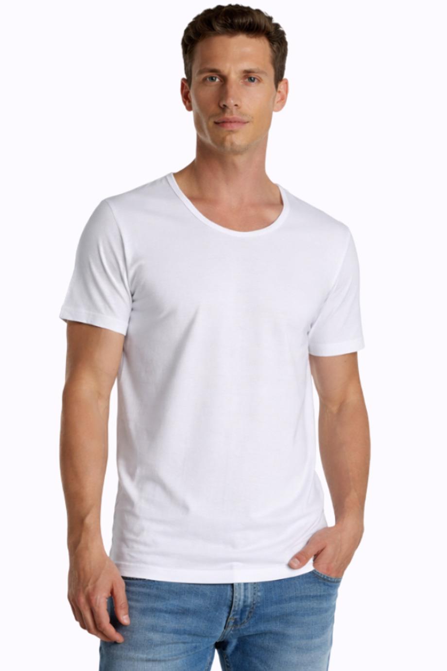  Erkek Süprem Bisiklet Yaka Beyaz T-Shirt 953