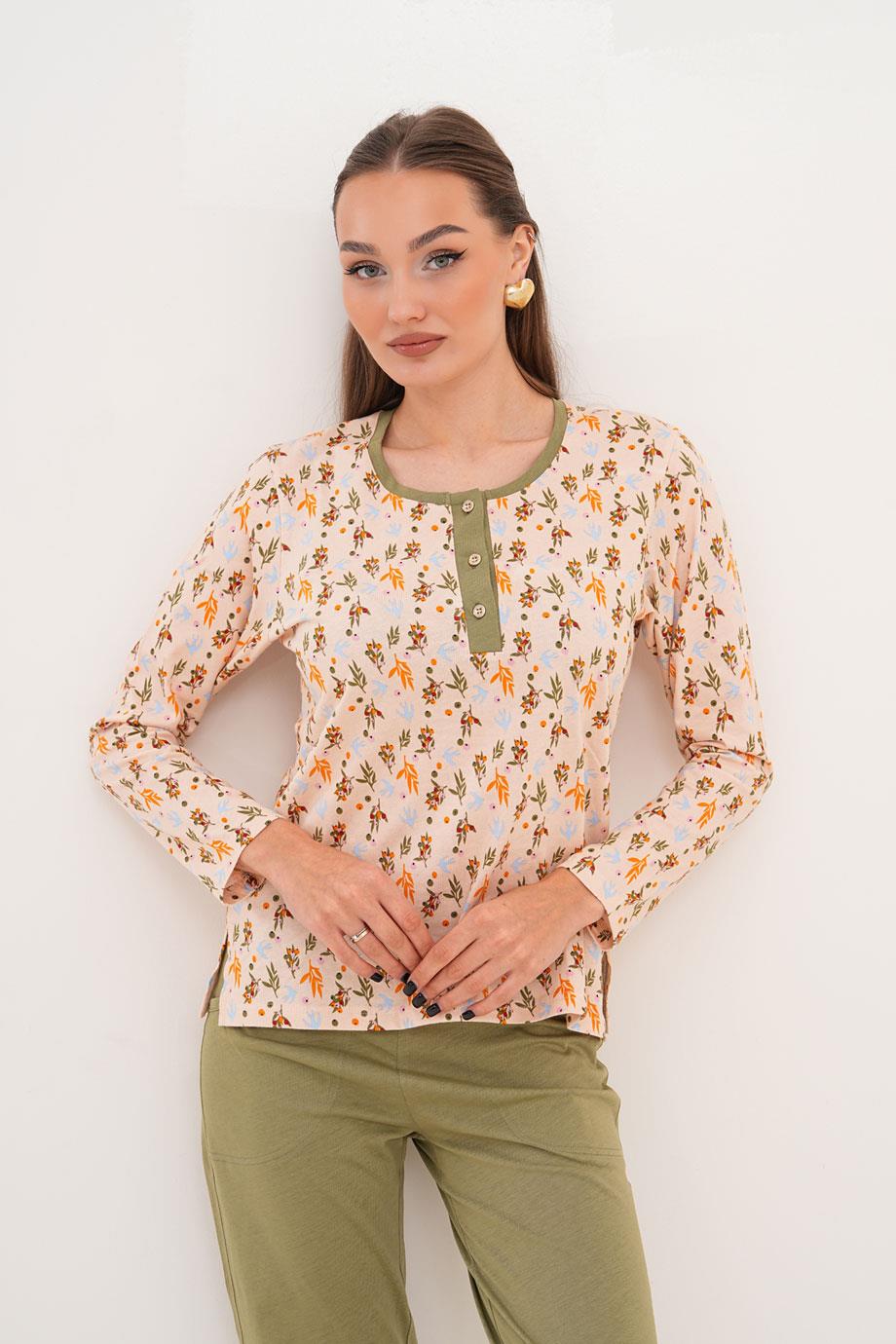 7029 PAMUK ZEYTİN DALI DESENLİ PATLI PİJ. TK.