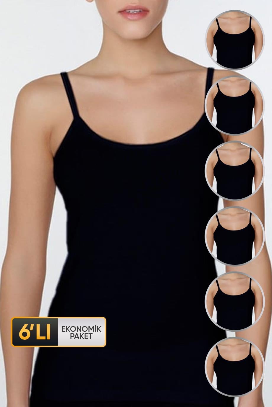 ÇK 0746 KADIN ELASTANLI İP ASKILI ATLET 6'LI